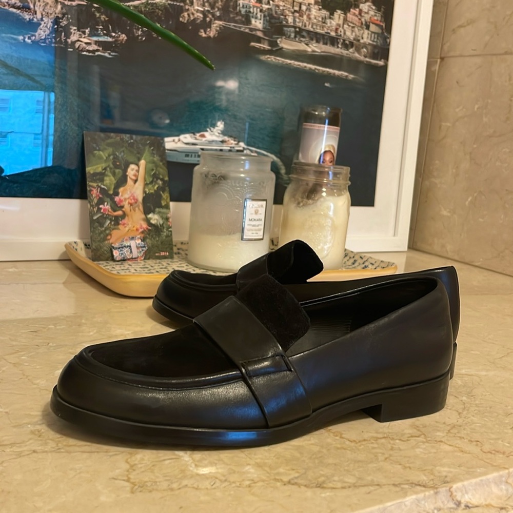 & Other Stories Black Leather Classic Loafers Size 8